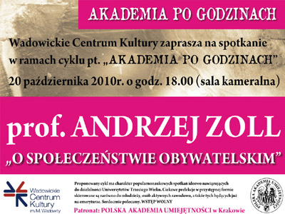 Wykład prof. Andrzeja  Zolla w Wadowickim Centrum Kultury
