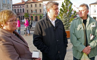 Janusz Palikot i Wiesław Piątkowski podczas ostatniej wizyty w Wadowicach.