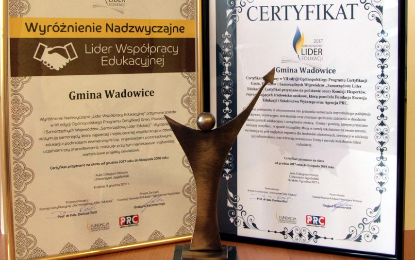 Gmina Wadowice nagrodzona kolejnymi certyfikatami