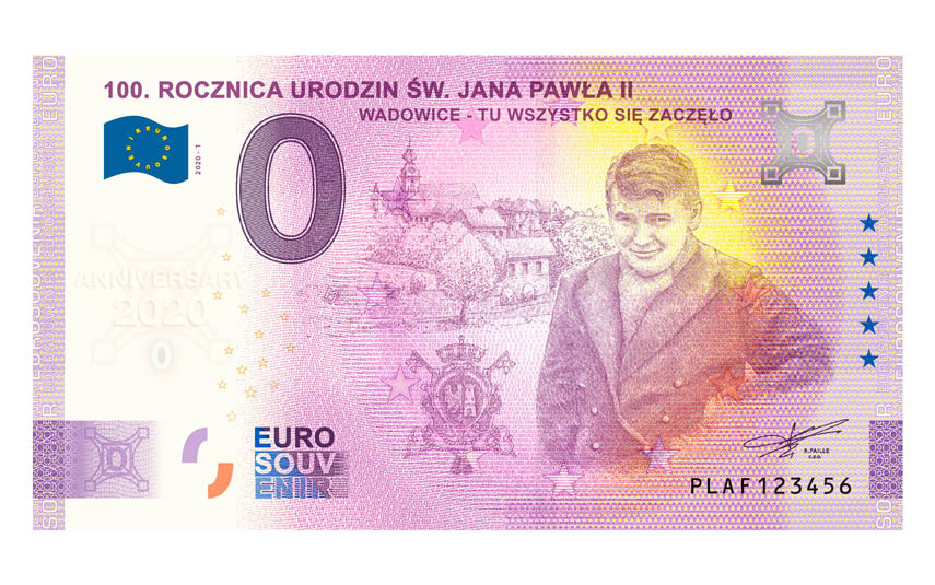 Pierwszy na świecie jubileuszowy pamiątkowy banknot Euro będzie z wadowickim motywem