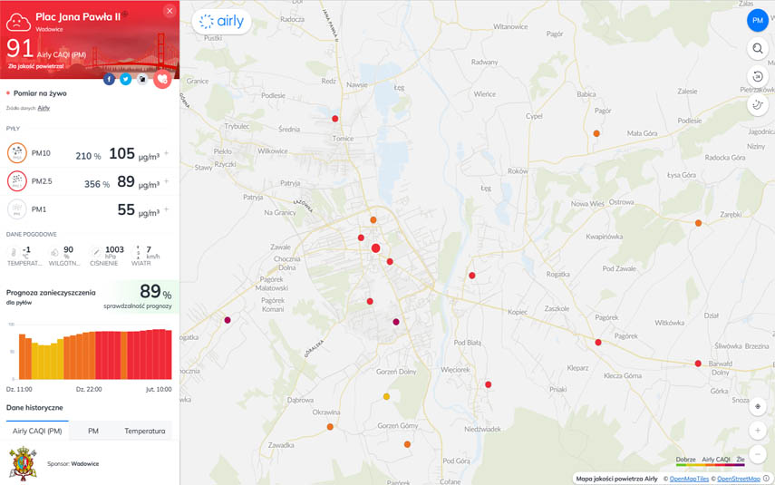 Fatalna jakość powietrza w regionie. Raporty sieci Airly w większości na czerwono